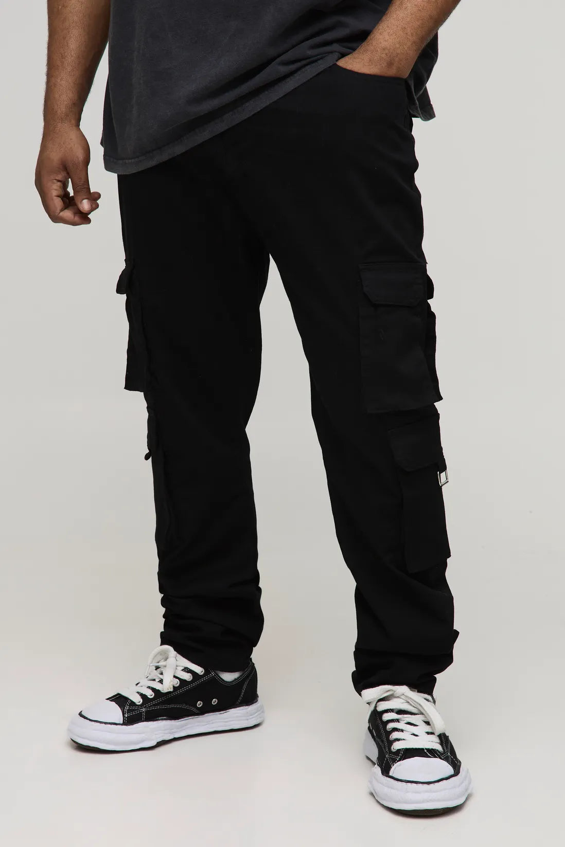 Plus Fixed Waist Multi Cargo Stacked Skinny Cargo Trousers