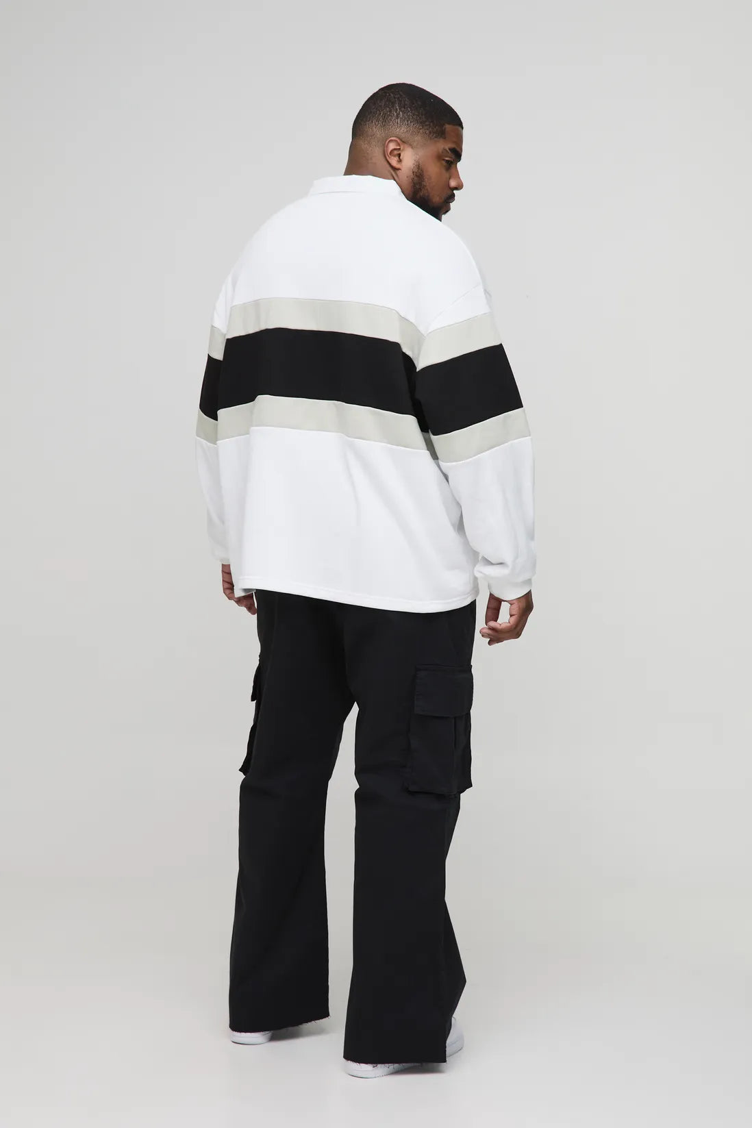 Plus Fixed Waist Cargo Flared Trousers