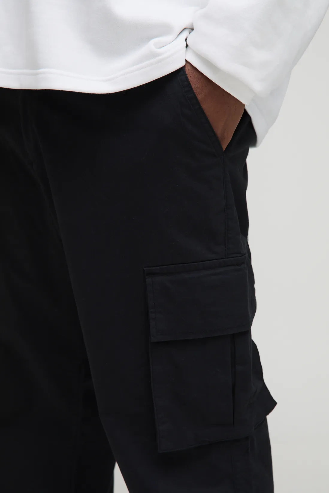 Plus Fixed Waist Cargo Flared Trousers