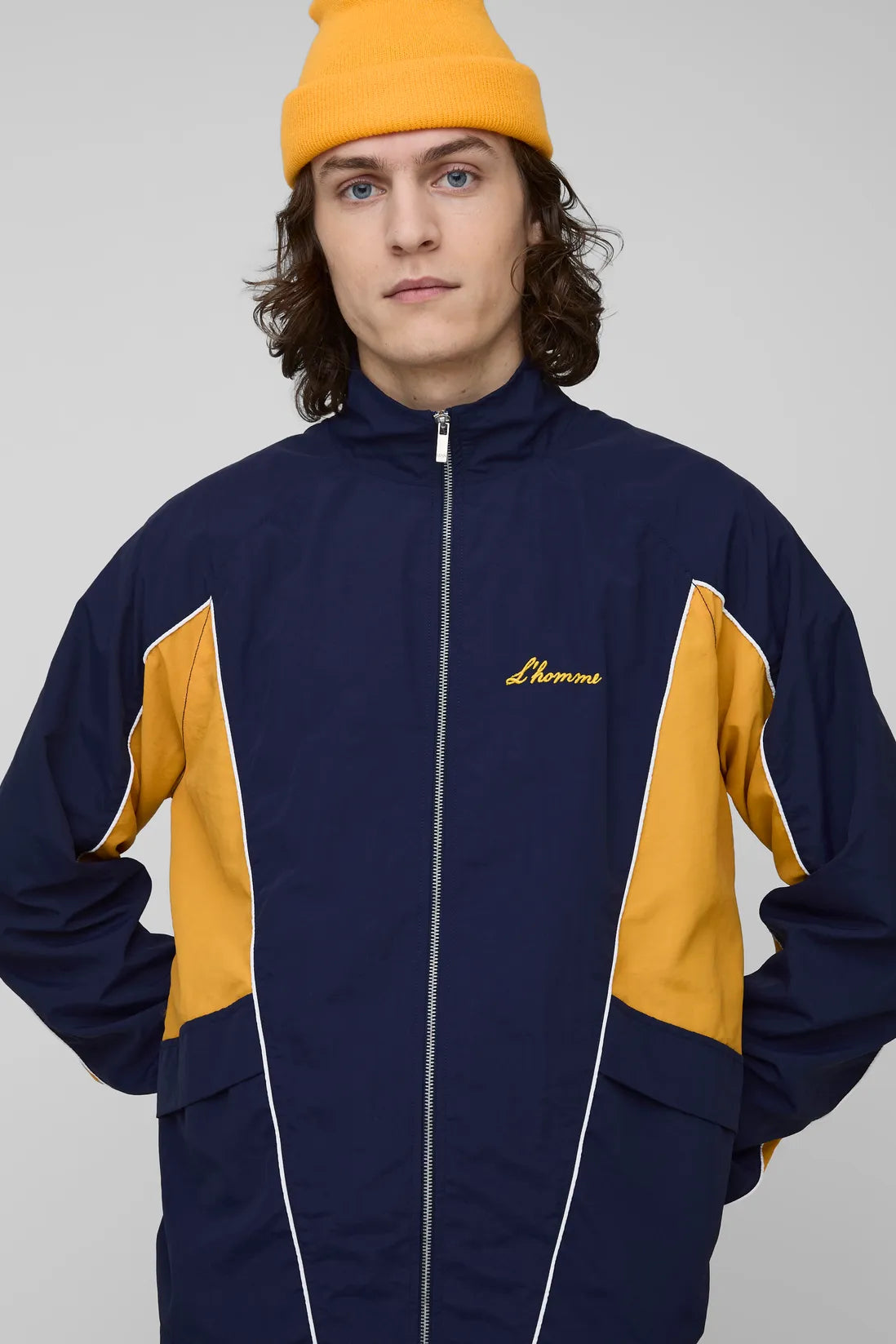 Tall Crinkle Nylon Panelled Regular Track Jacket
