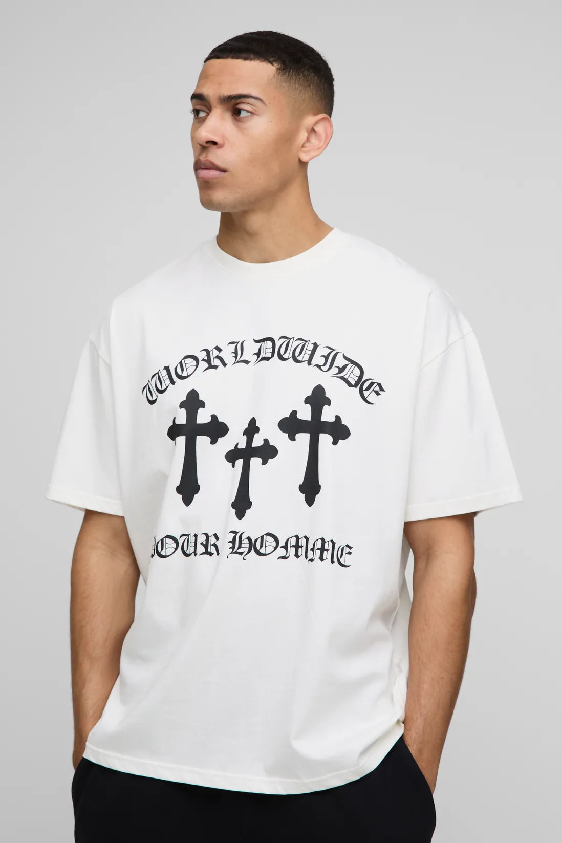 Oversized Worldwide Cross Printed T-Shirt