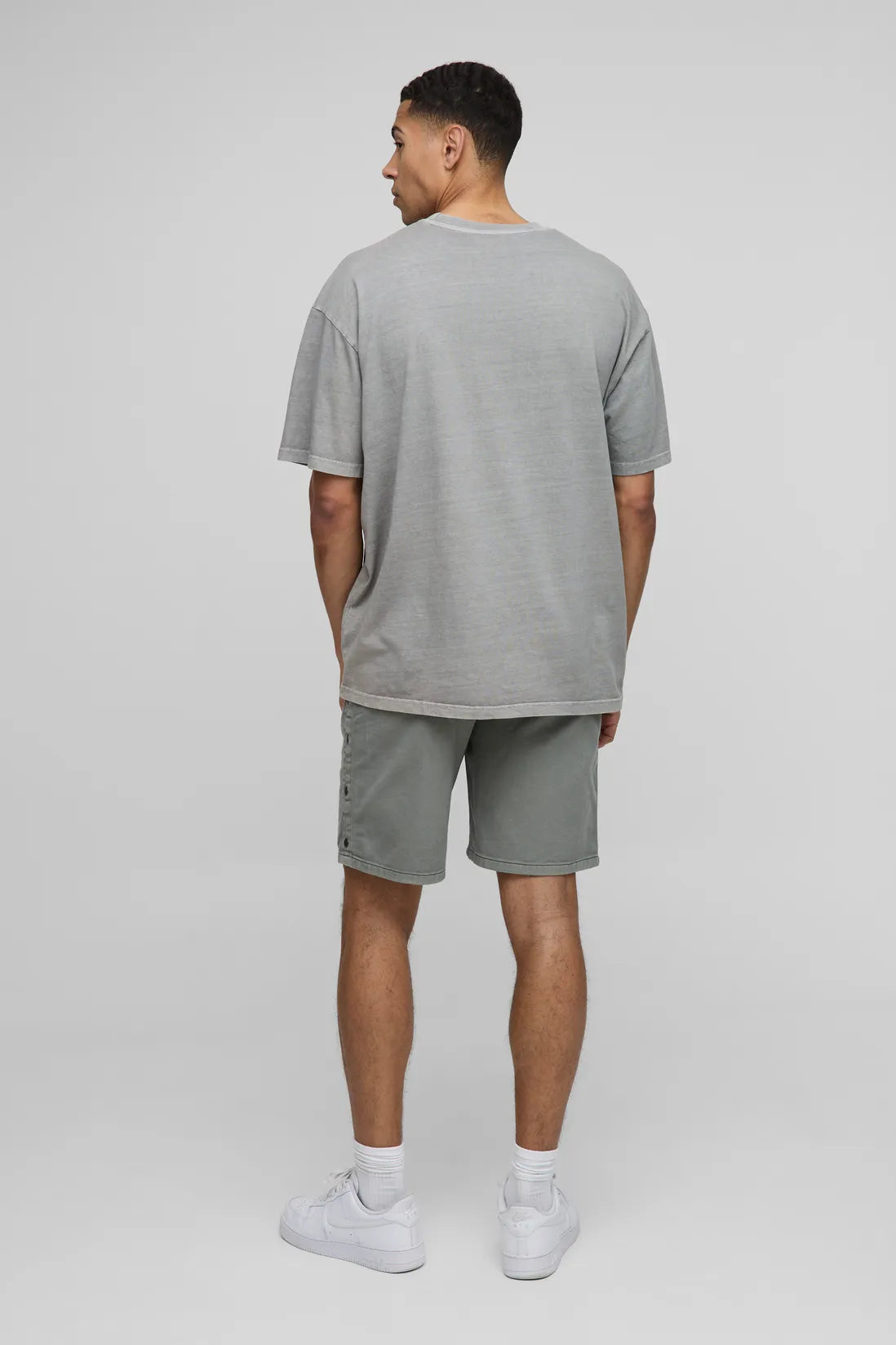 Relaxed Fit Overdyed Twill Popper Hem Shorts