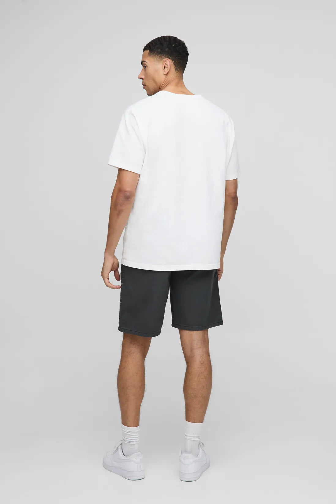 Relaxed Fit Overdyed Twill Popper Hem Shorts