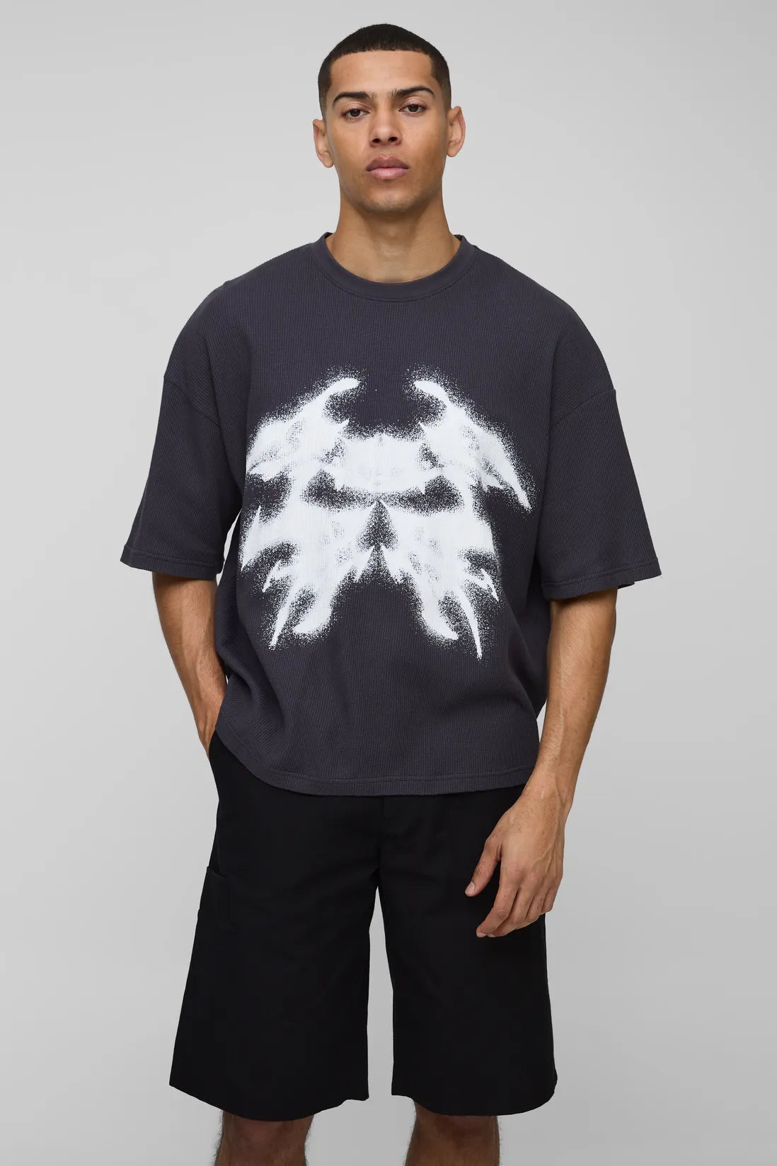 Oversized Boxy Waffle Printed T-Shirt