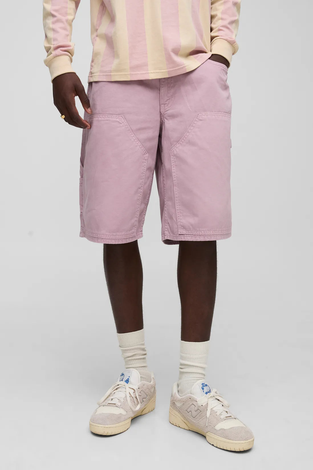 Relaxed Long Length Overdye Carpenter Shorts