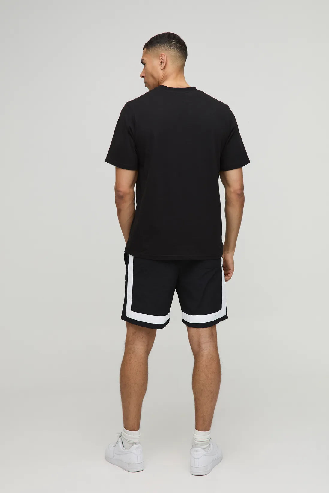 Elasticated Waist Relaxed Crinkle Nylon Colour Block Shorts