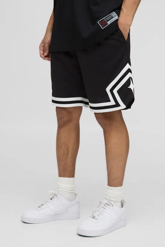 Mid Length Tape Detail Basketball Shorts