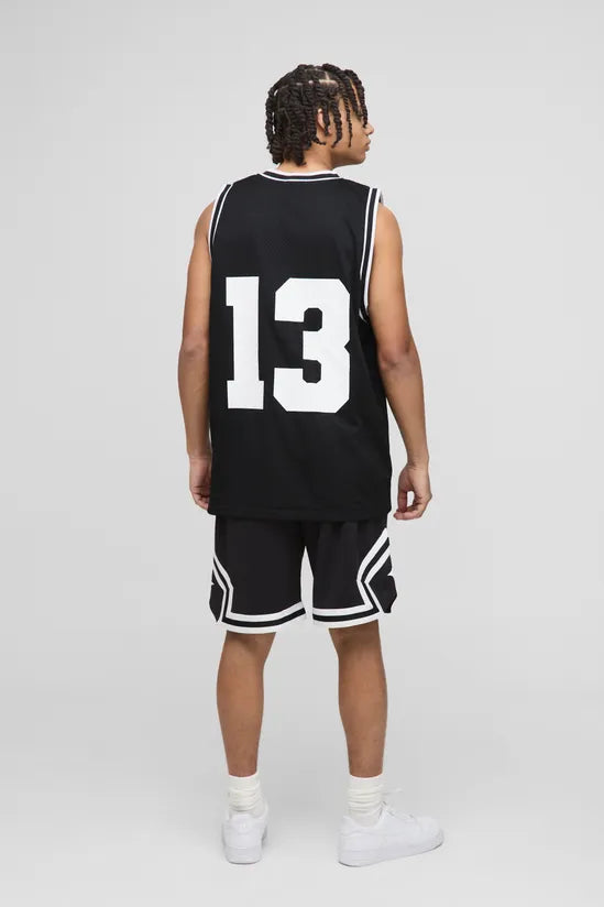 Mid Length Tape Detail Basketball Shorts