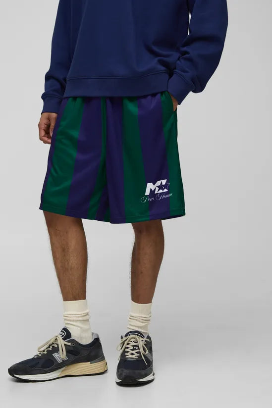 Homme Mid Length Stripe Sports Shorts