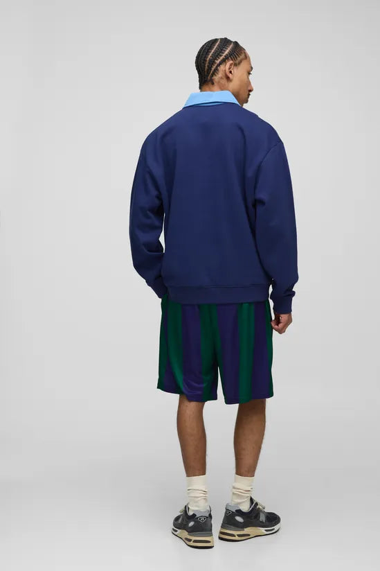 Homme Mid Length Stripe Sports Shorts