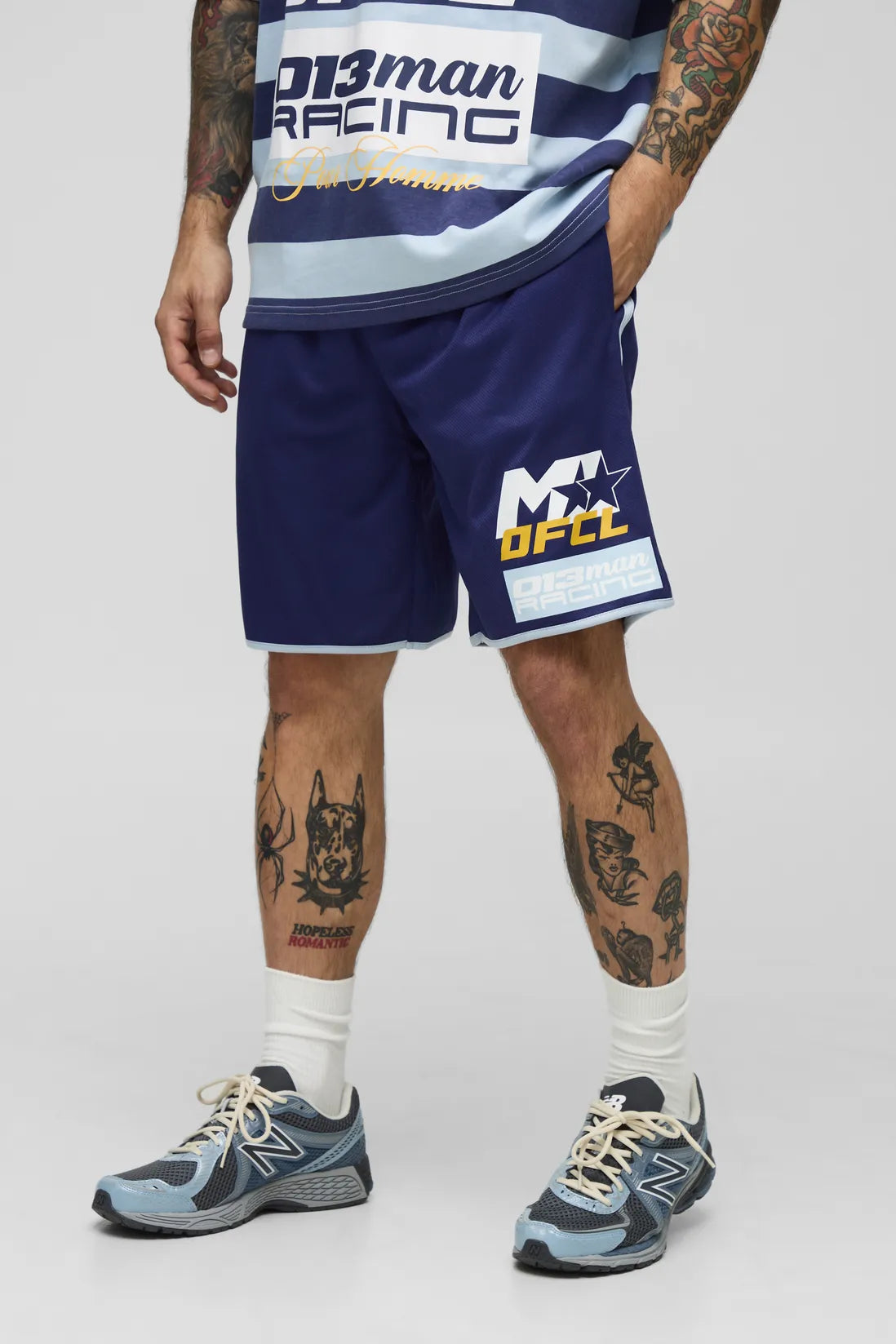 Man Racing Mid Length Mesh Basketball Shorts