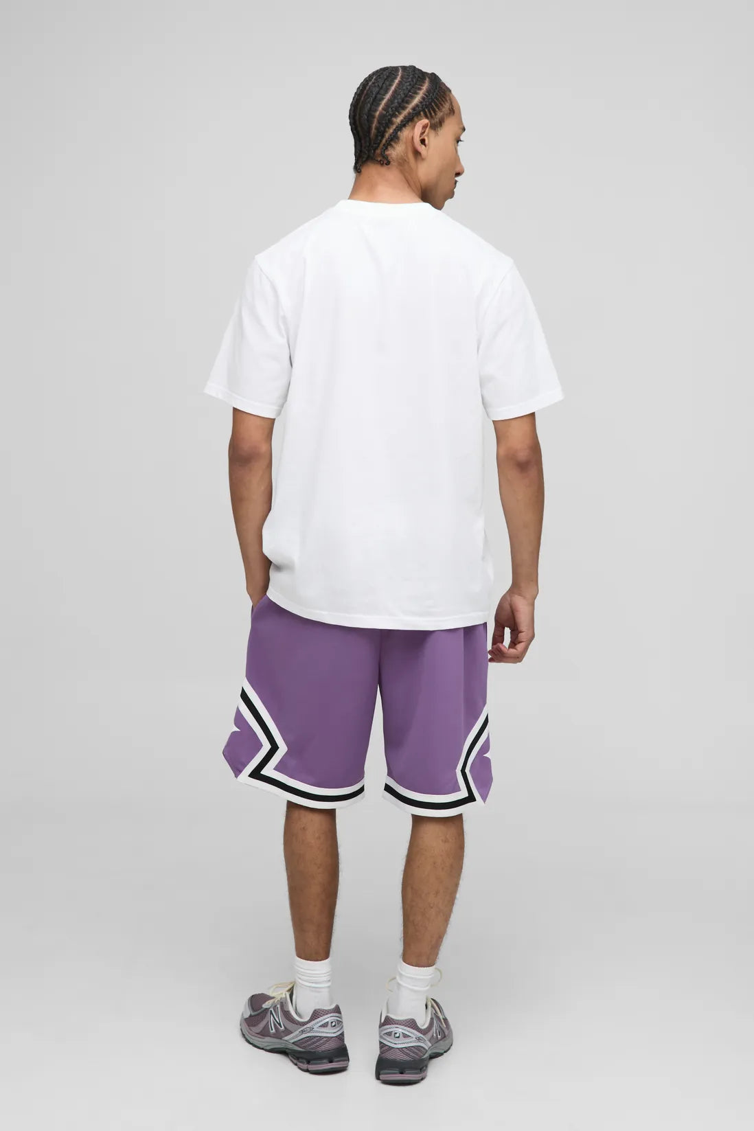 Mid Length Tape Detail Basketball Shorts