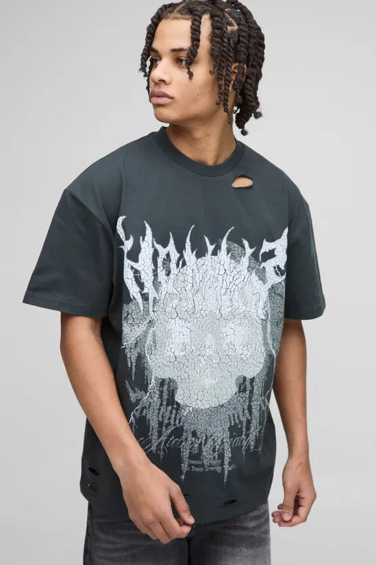 Oversized Distressed Graphic T-Shirt