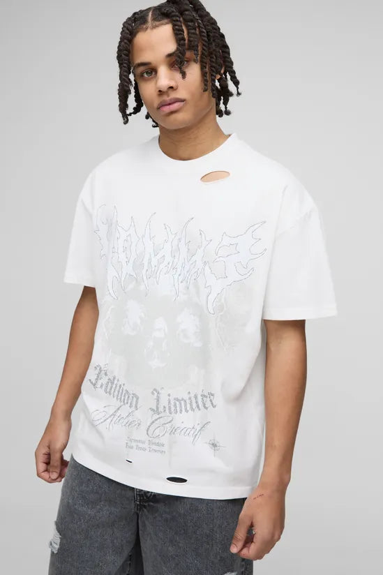 Oversized Distressed Graphic T-Shirt