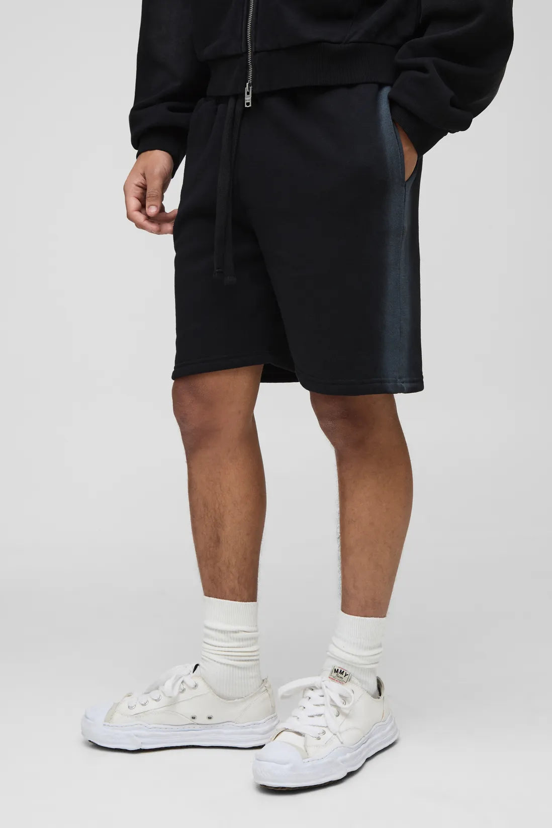 Relaxed Mid Length Washed Seam Shorts
