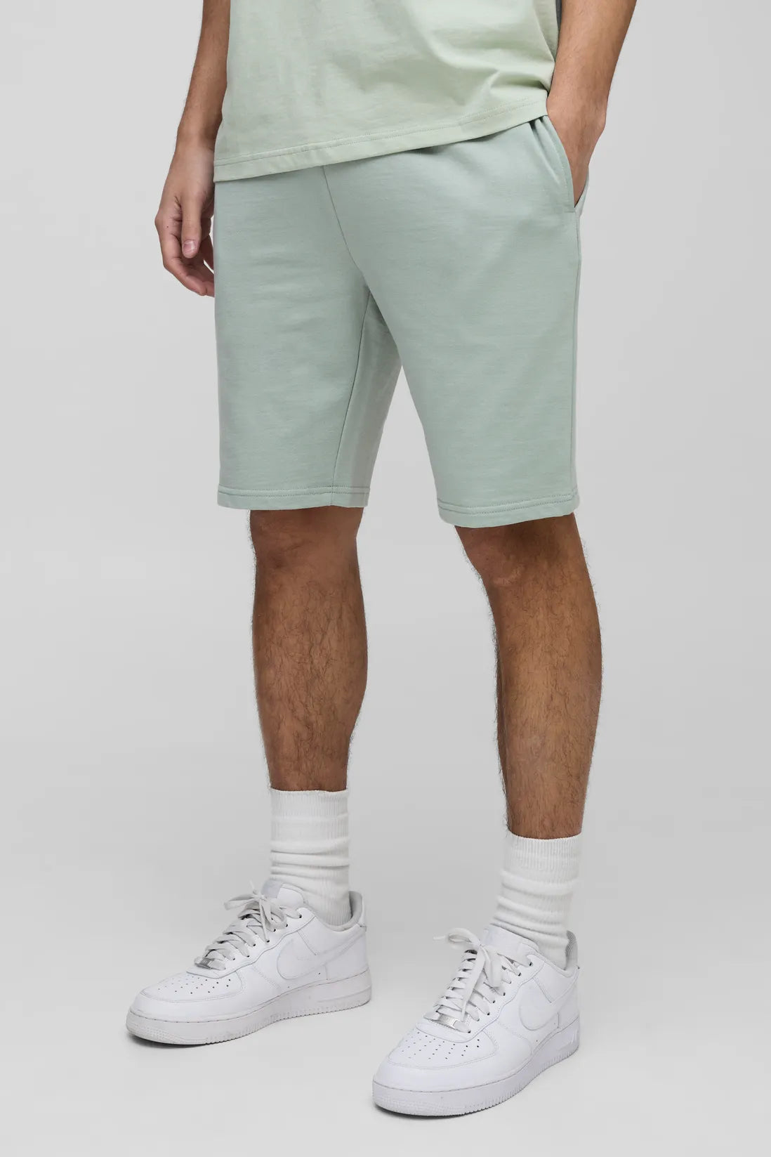 260GSM Loopback Basic Slim Fit Mid Length Shorts