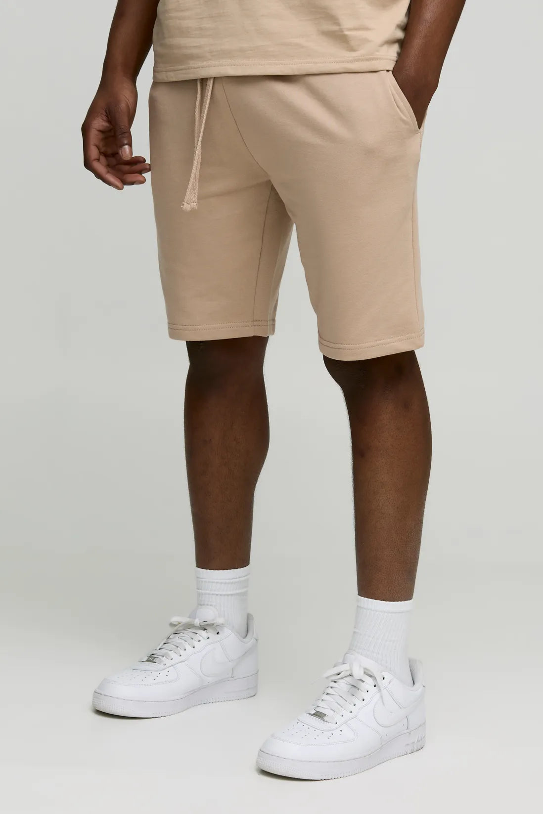 260GSM Loopback Basic Slim Fit Mid Length Shorts