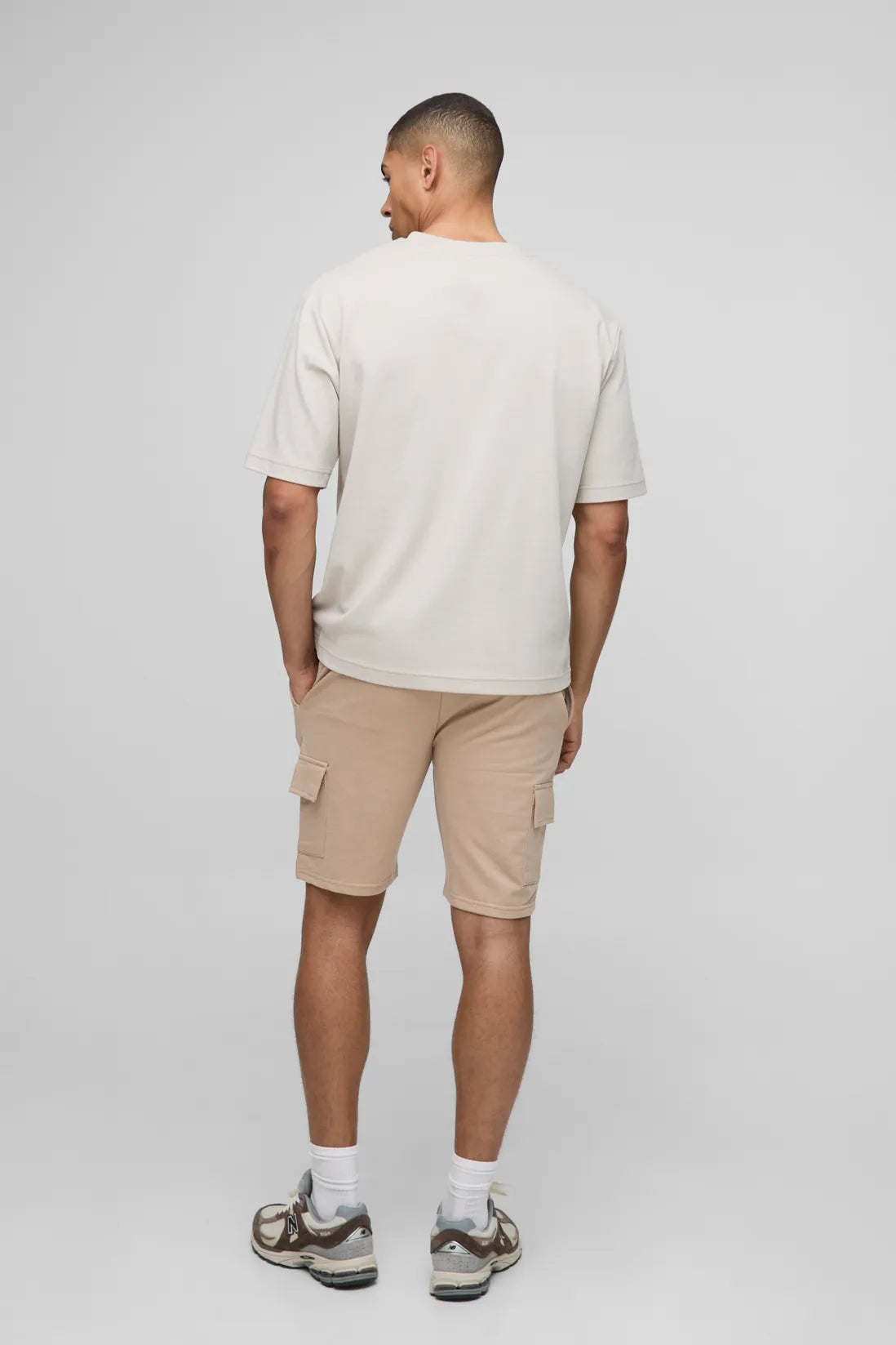 260GSM Loopback Basic Slim Fit Mid Length Cargo Shorts