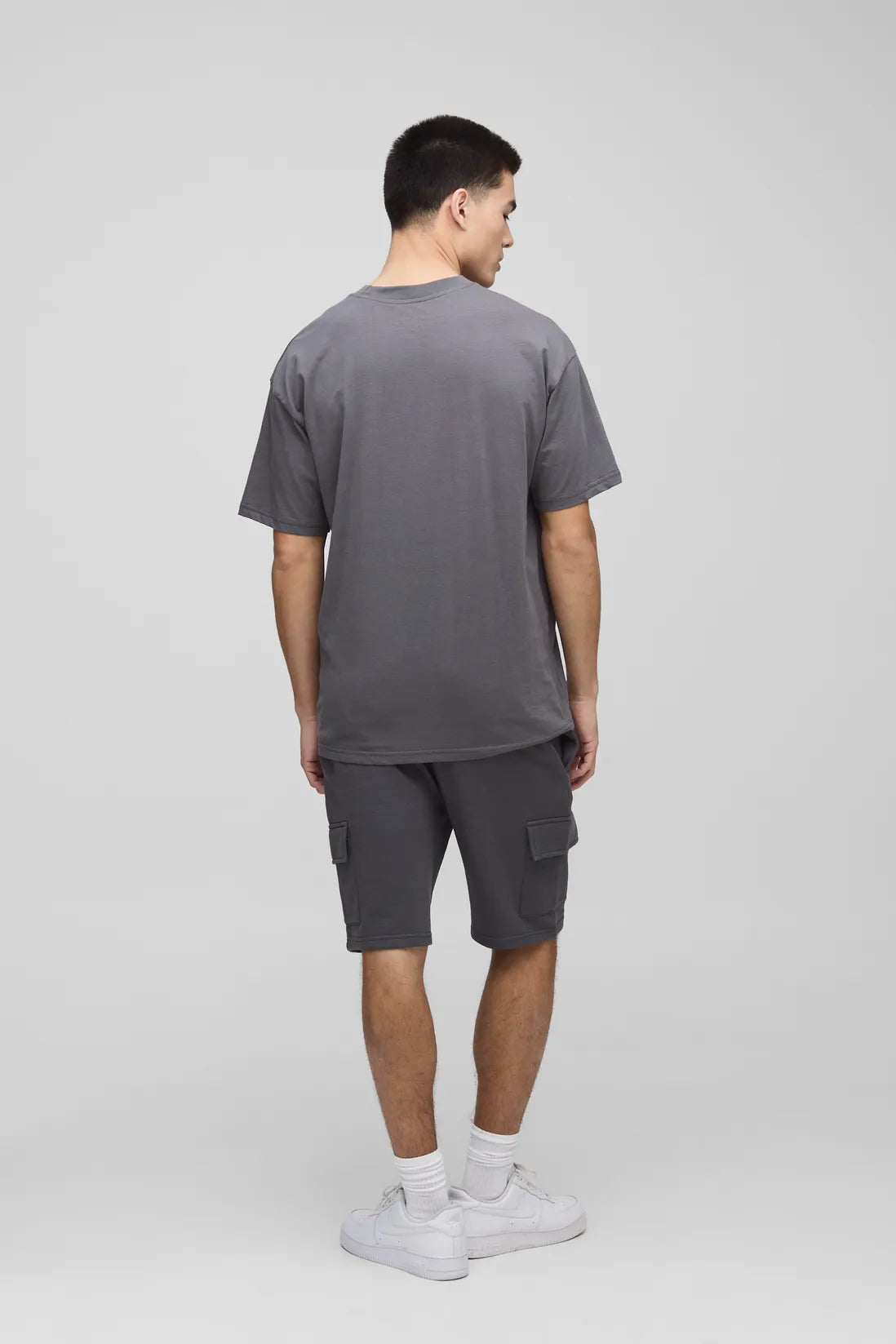 260GSM Loopback Basic Slim Fit Mid Length Cargo Shorts