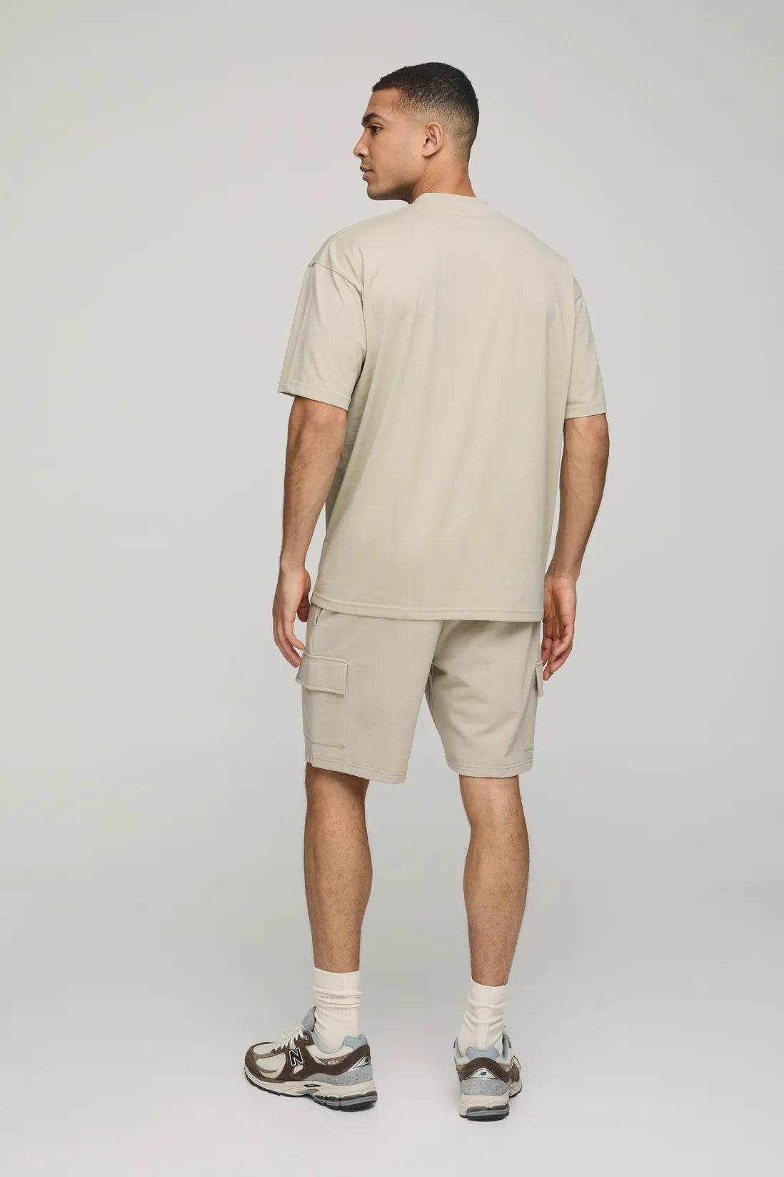 260GSM Loopback Basic Relaxed Fit Mid Length Cargo Shorts