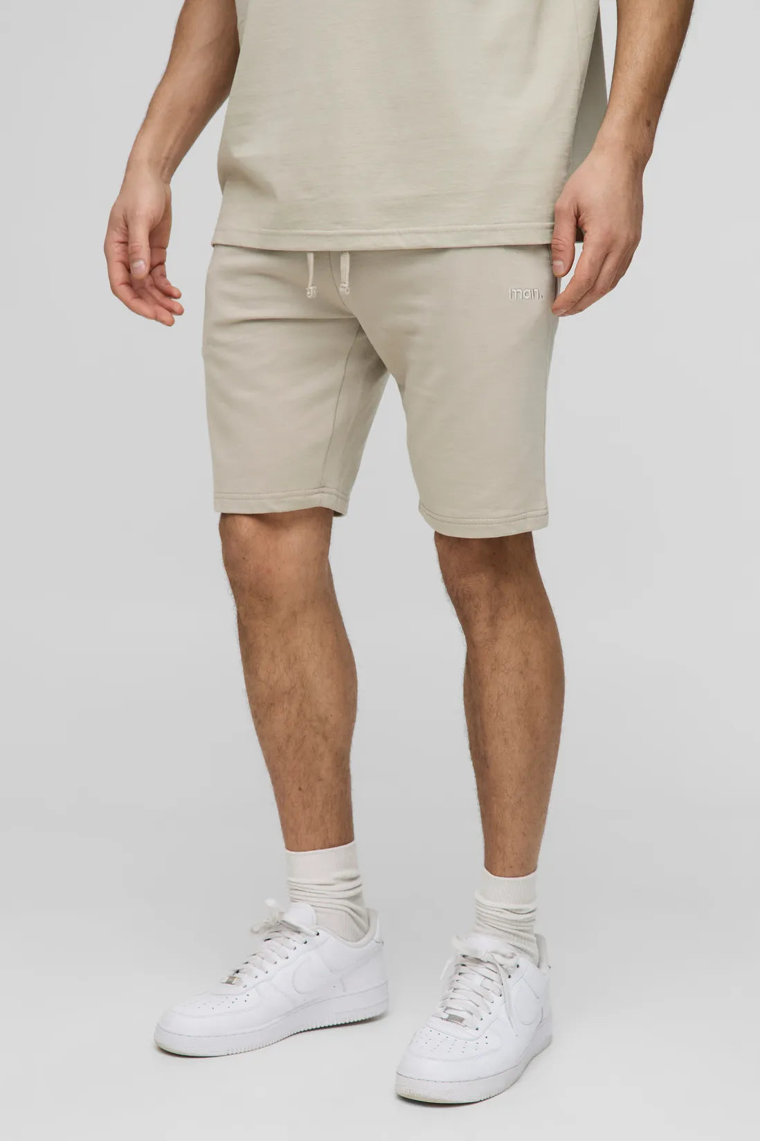 260GSM Loopback Basic MAN. Slim Fit Mid Length Shorts