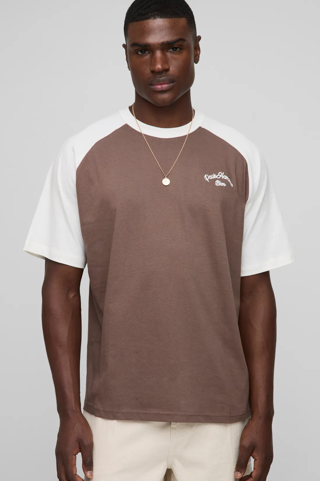 Oversized Homme Contrast Raglan T-Shirt