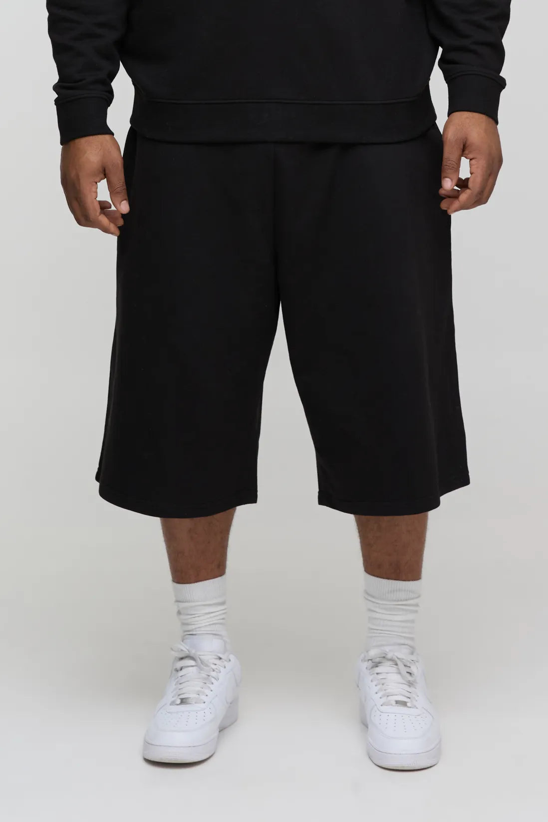 Plus 260GSM Loopback Basic Regular Fit Jersey Longline Shorts