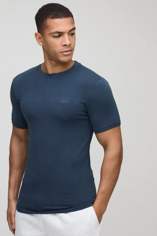 Men Basic Muscle Fit Crew Neck T-Shirt