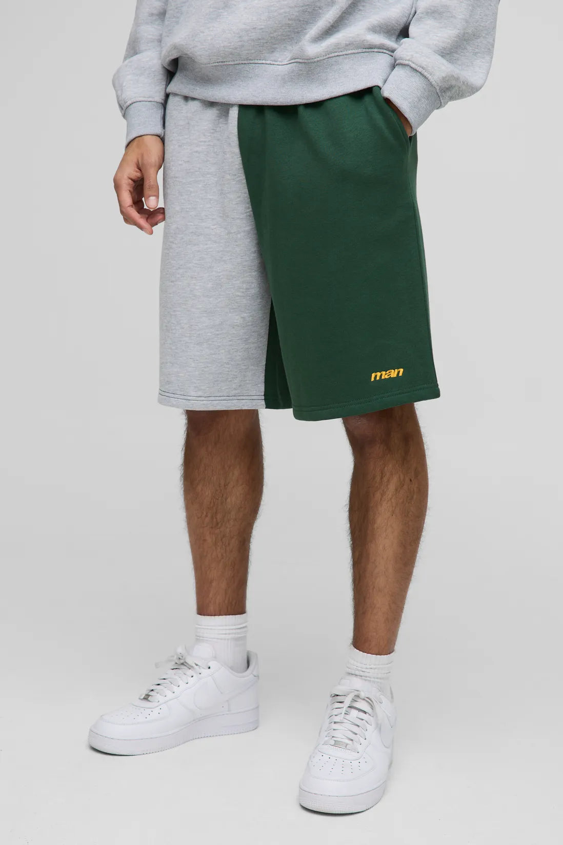 Oversized Man Colour Block Mid Length Shorts