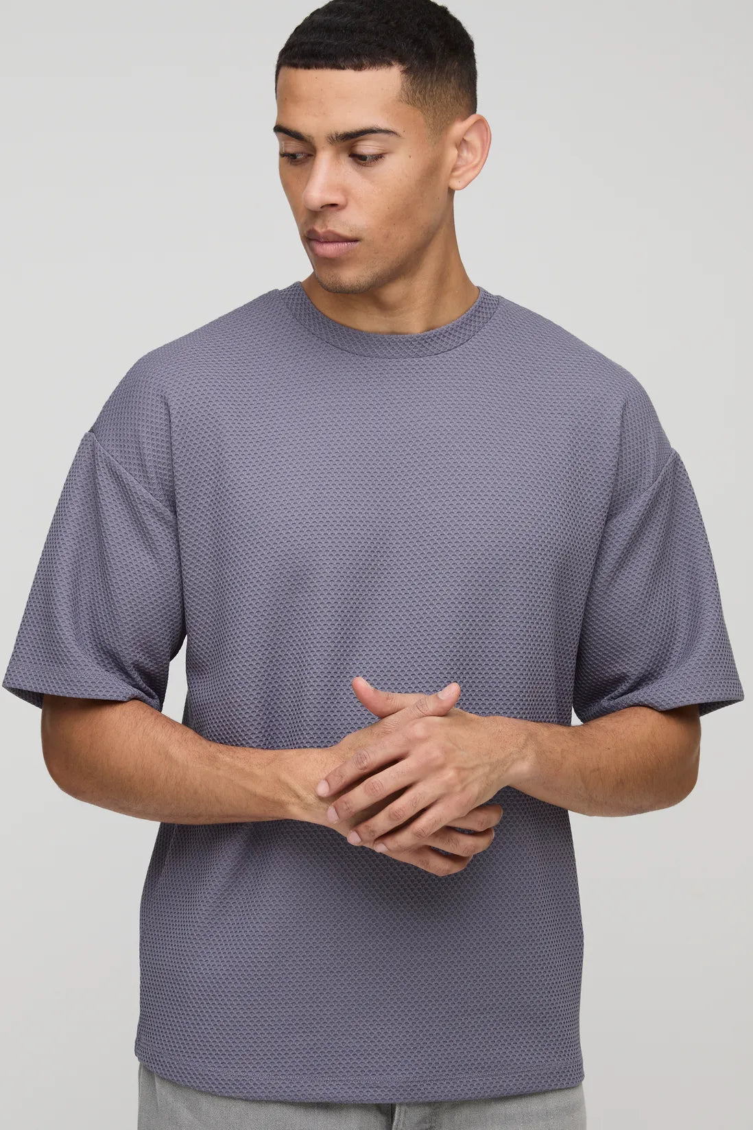Regular Fit Textured Drop Shoulder T-Shirt