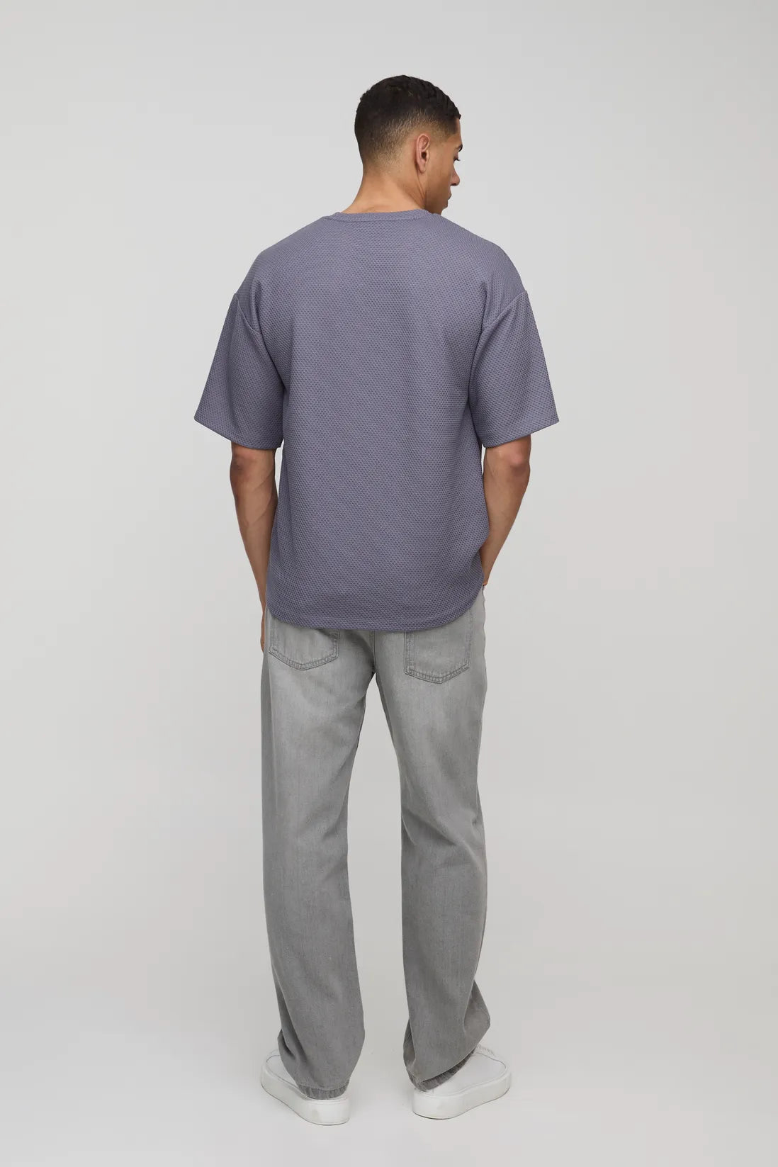 Regular Fit Textured Drop Shoulder T-Shirt