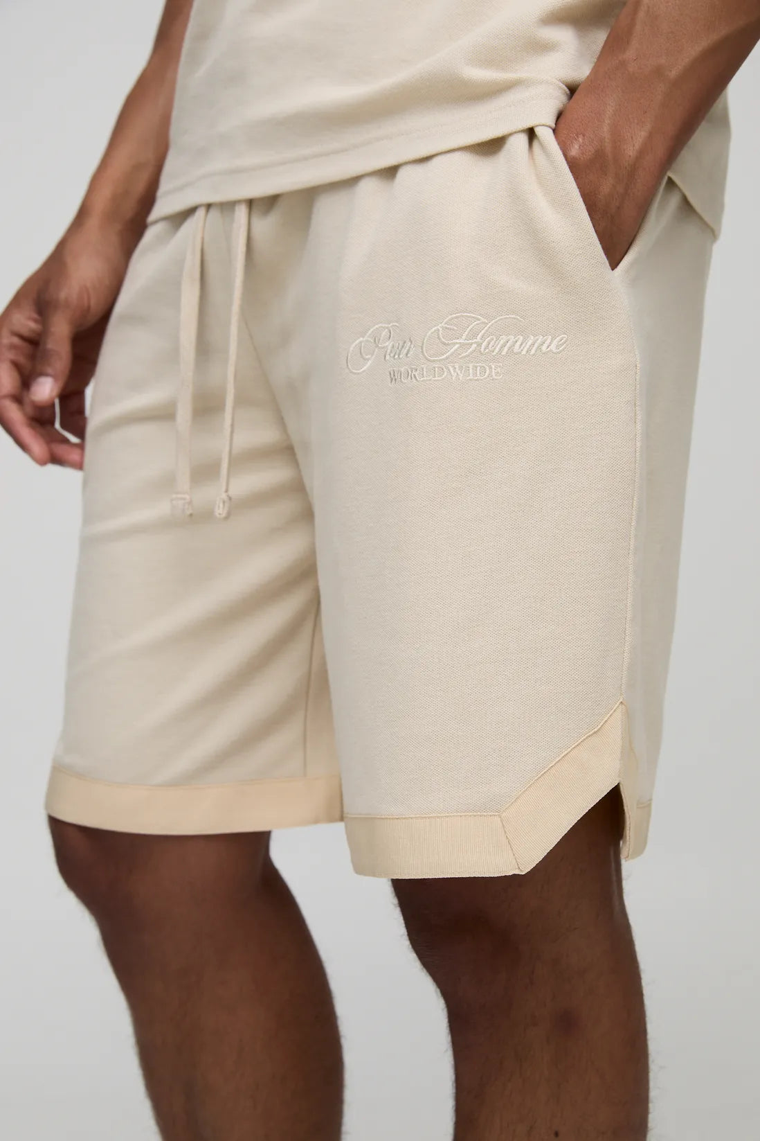 Homme Mid Length Pique Basketball Shorts