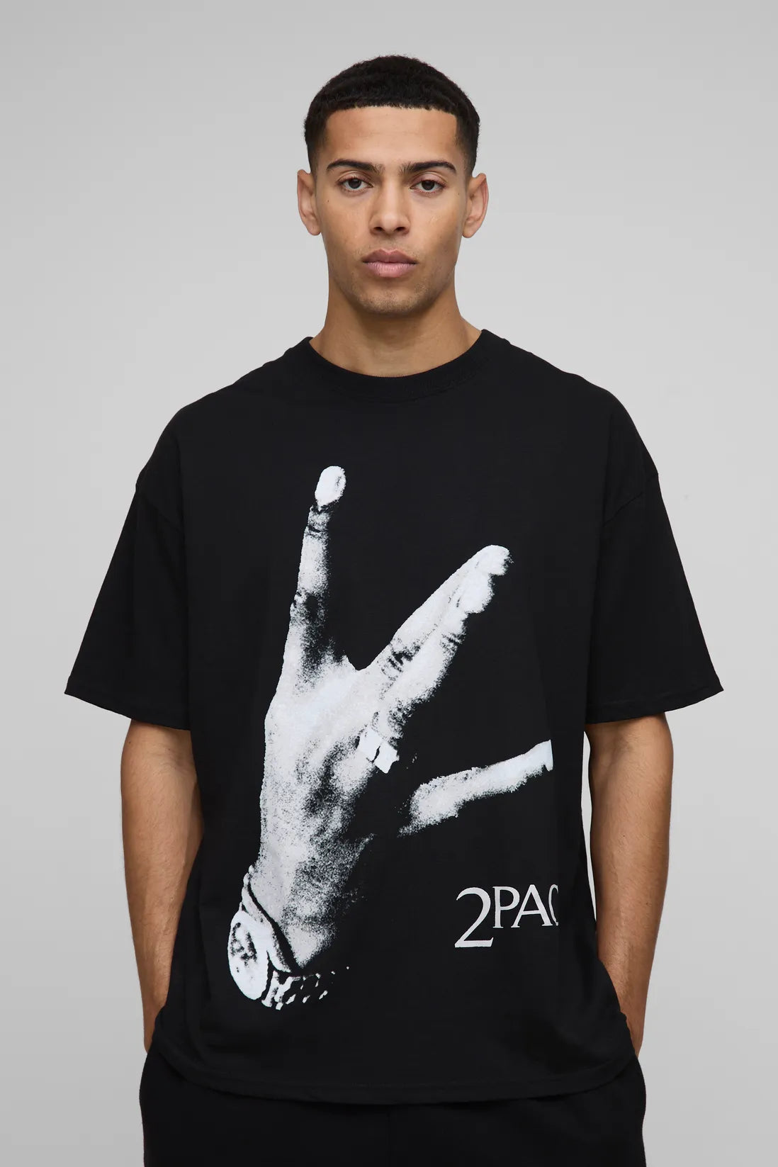 Oversized Tupac License Printed T-Shirt