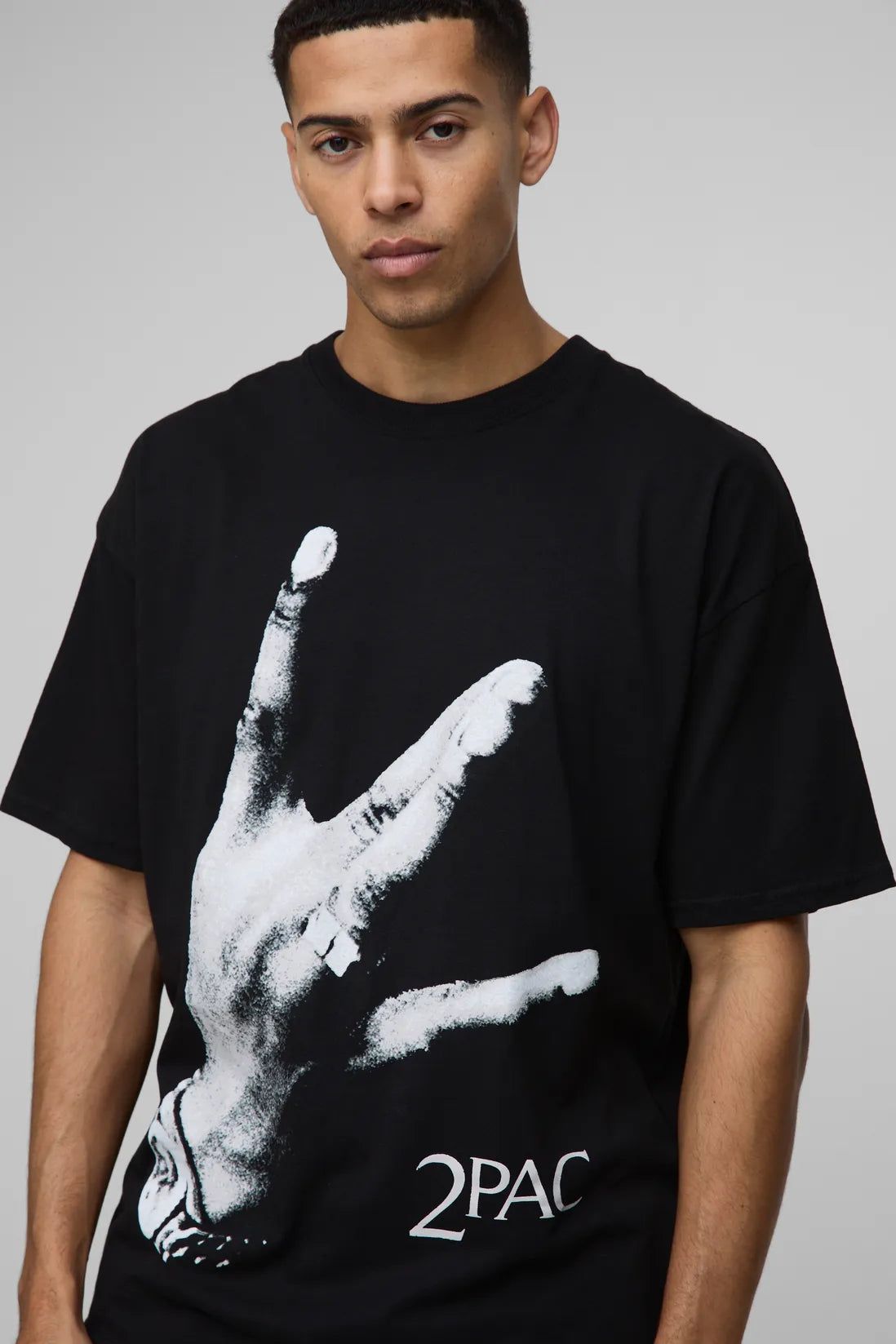 Oversized Tupac License Printed T-Shirt