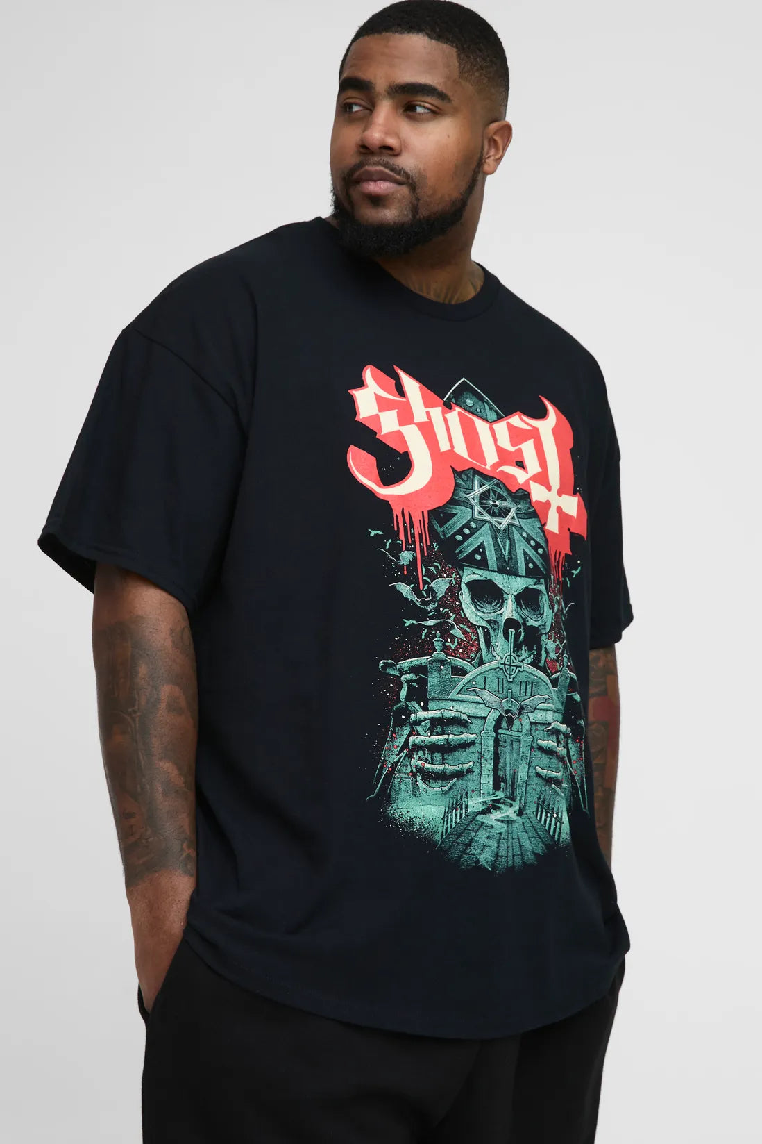 Plus Regular Fit Ghost License Print T-Shirt