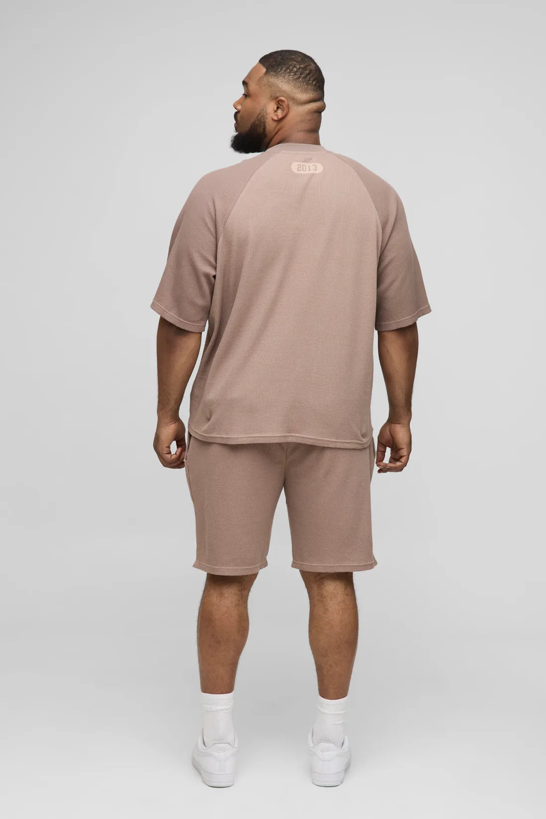 Plus Loose Fit Waffle Graphic Jersey Shorts