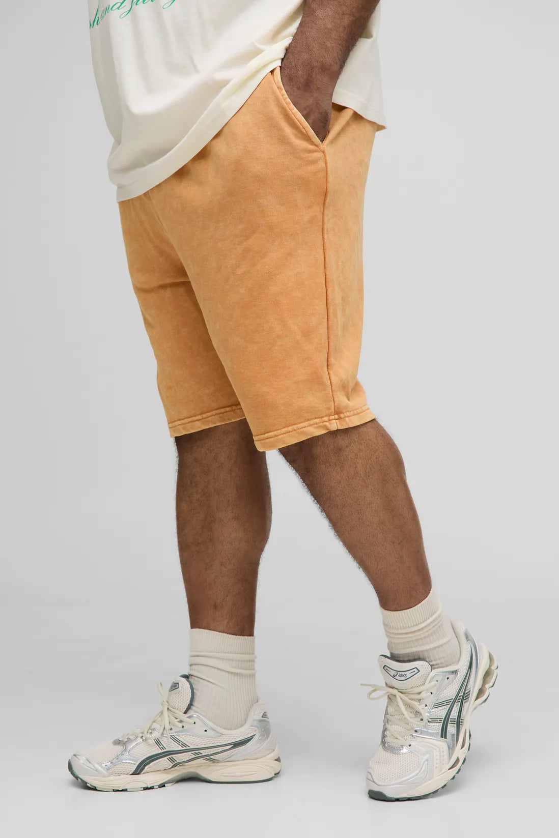 Plus Slim Fit Acid Wash Jersey Shorts