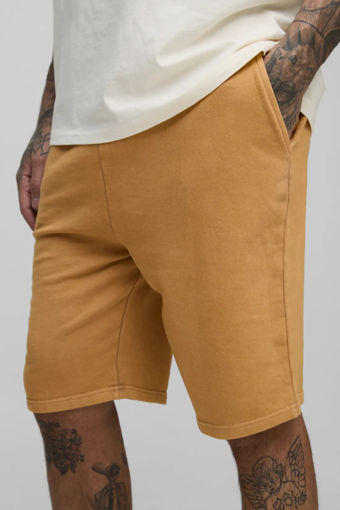 Tall Loose Fit Acid Wash Jersey Shorts