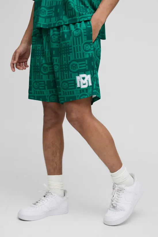 Relaxed Mesh Embroidered Mid Length Short