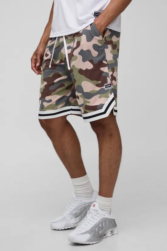 MAN Tab Camo Basketball Mesh shorts