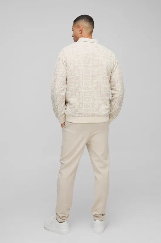Jacquard Aztec Harrington Jacket