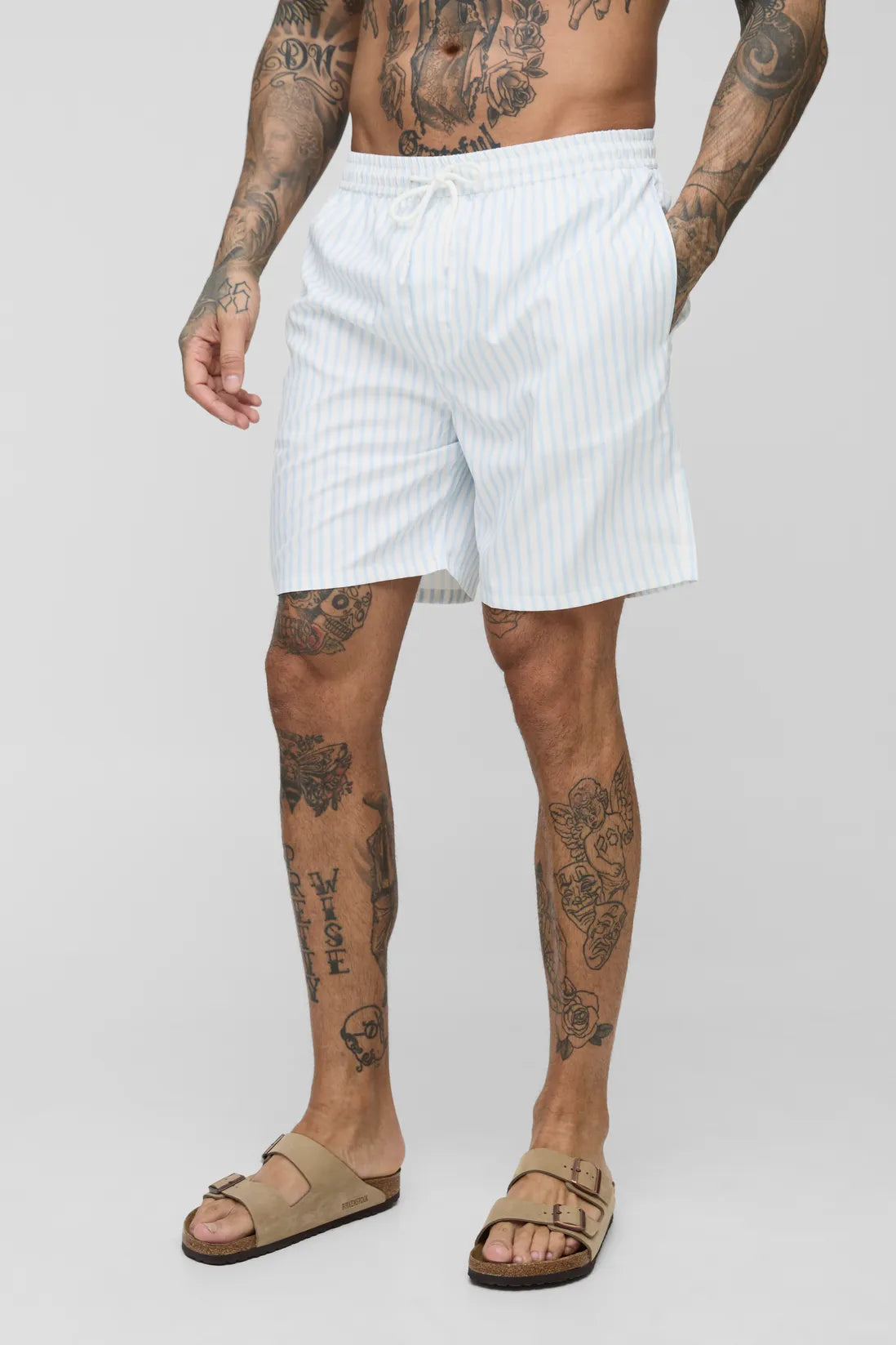 Tall Mid Length Stripe Swim Shorts