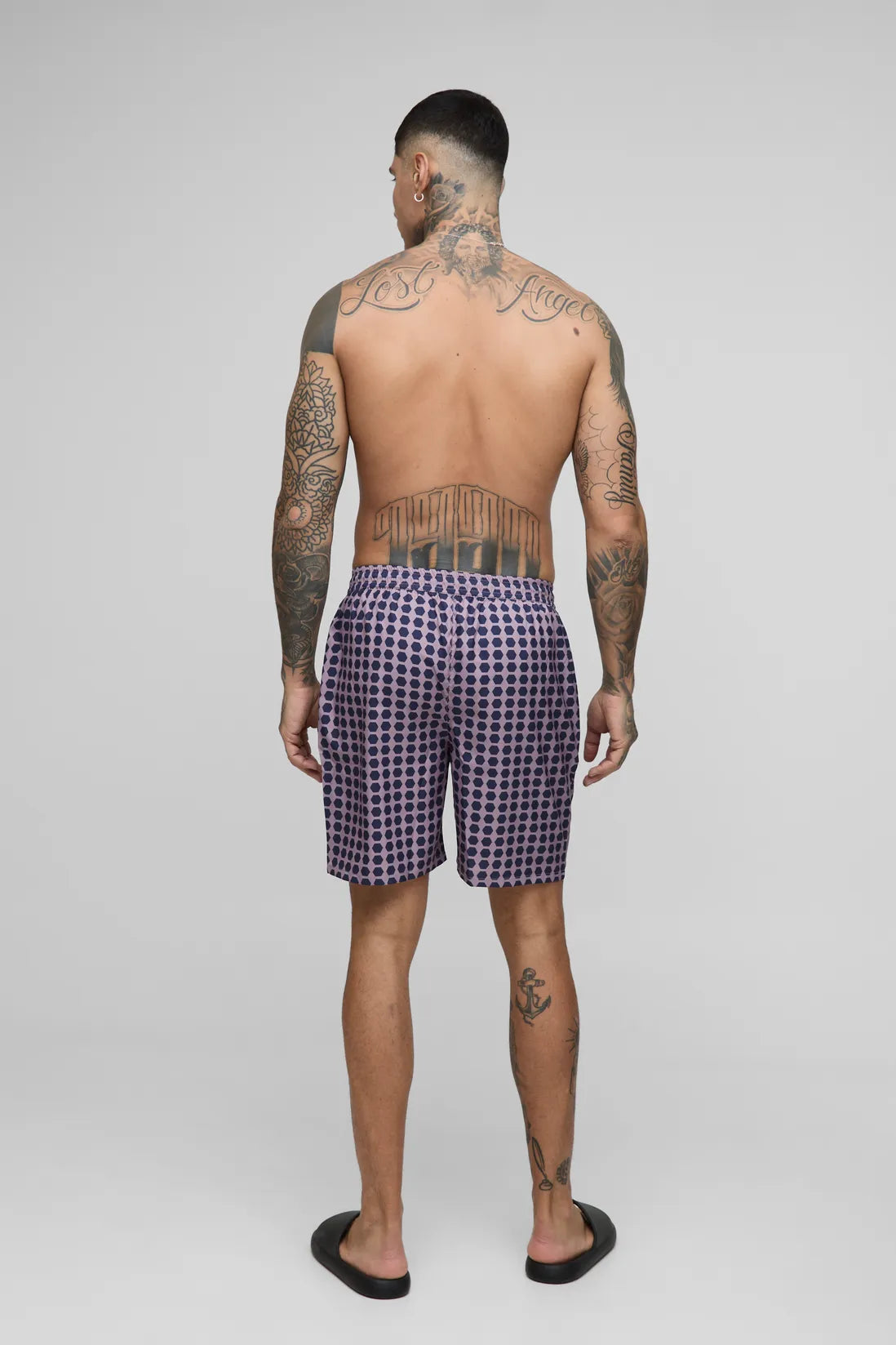 Tall Mid Length Check Swim Shorts