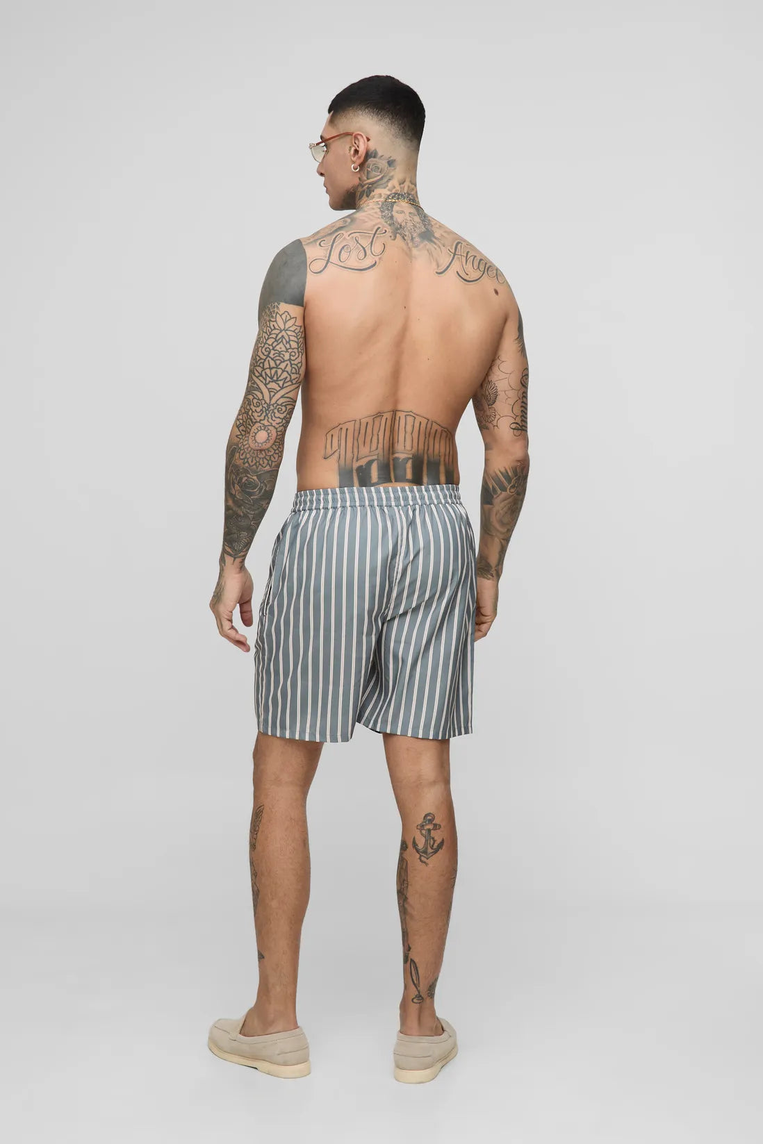 Tall Mid Length Stripe Swim Short