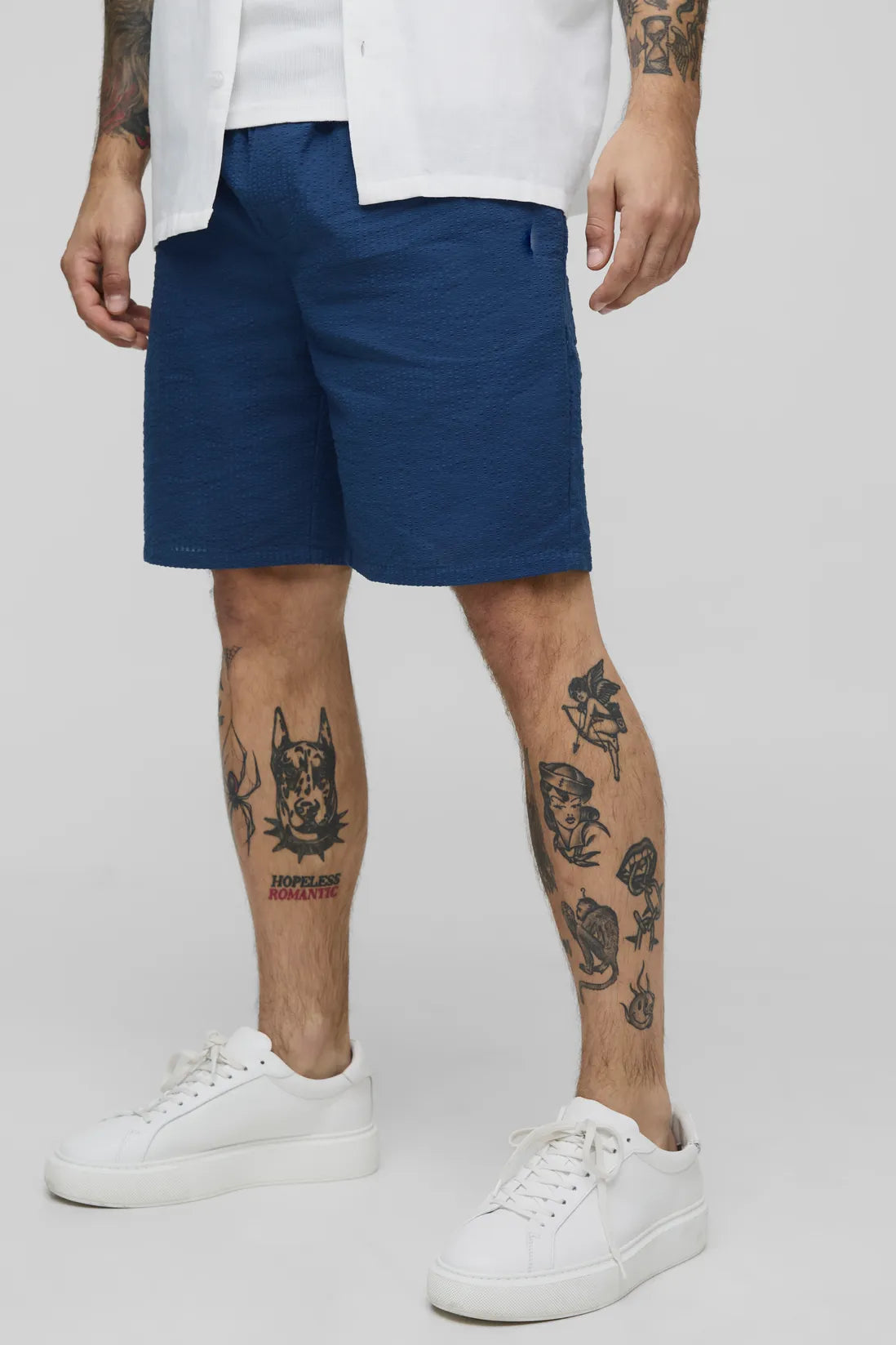Elasticated Regular Fit Plain Seersucker Shorts