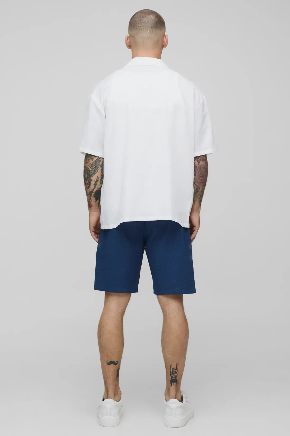 Elasticated Regular Fit Plain Seersucker Shorts