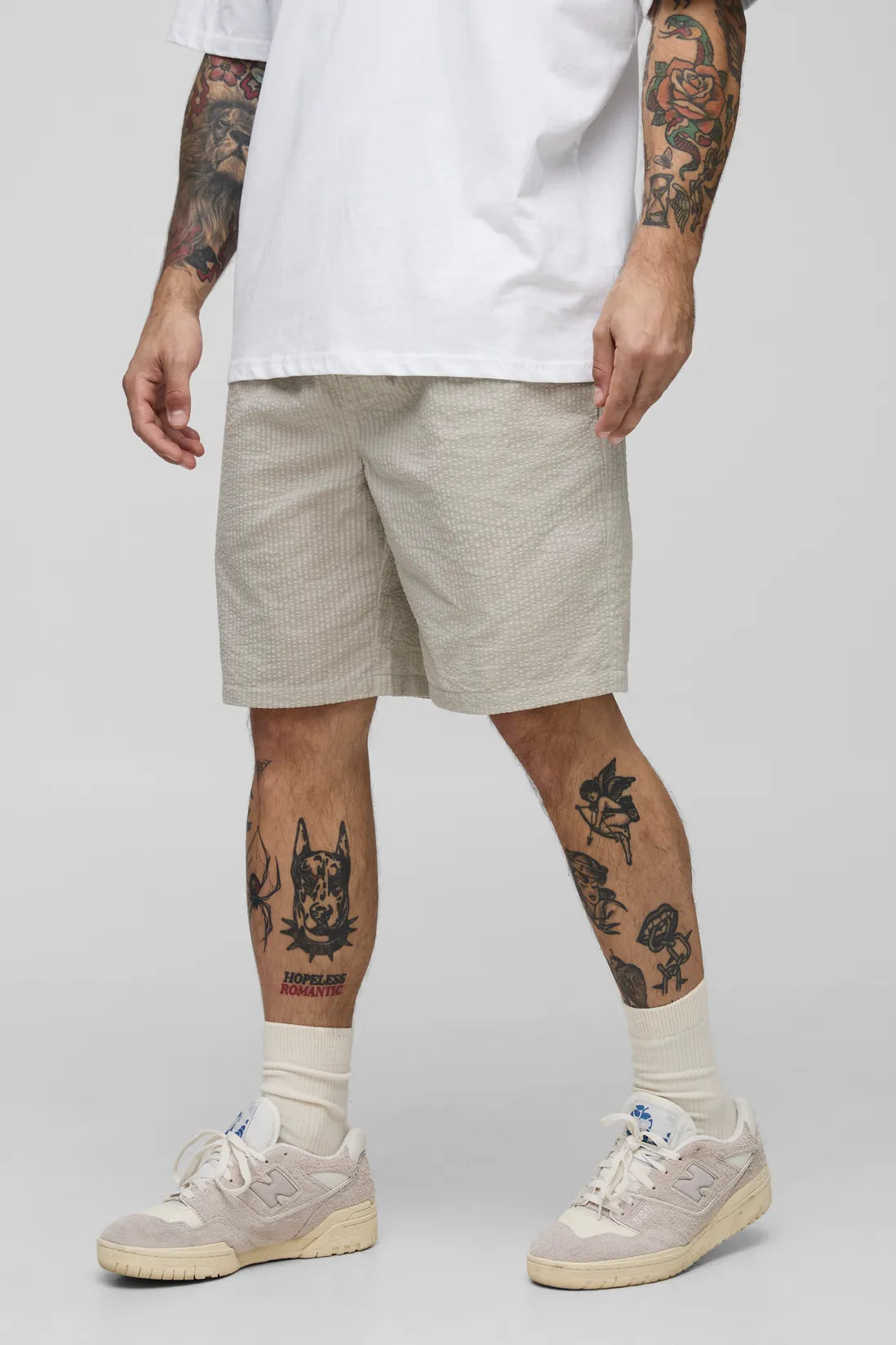 Elasticated Regular Fit Plain Seersucker Shorts