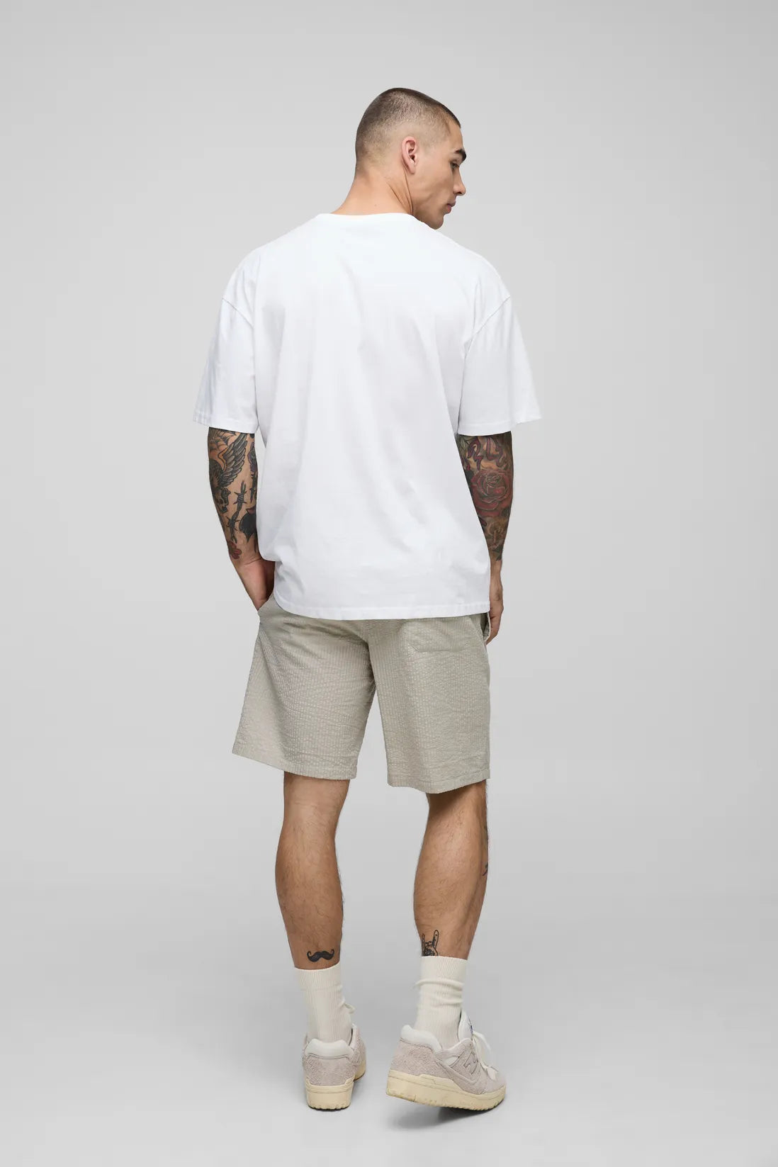 Elasticated Regular Fit Plain Seersucker Shorts