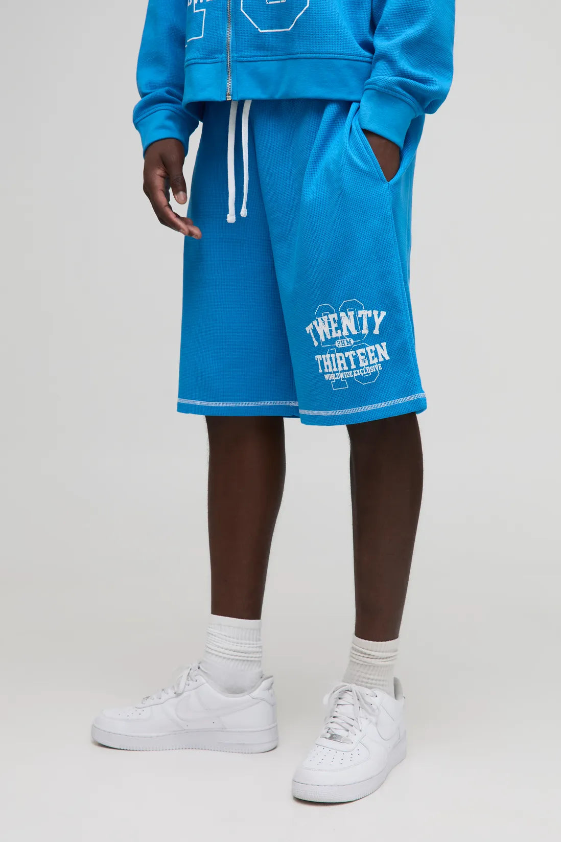Oversized Waffle Varsity Printed Short