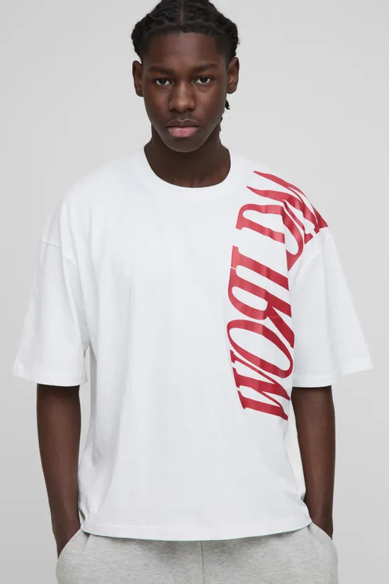 Oversized Boxy Worldwide Over Seam Print T-Shirt